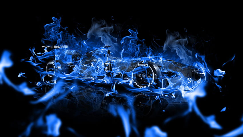 Abstraktes Superfeuer F1, kühles Blau HD-Hintergrundbild