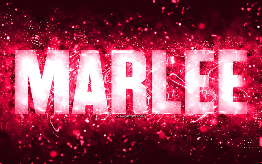 Happy Birtay Marlee, , pink neon lights, Marlee name, creative, Marlee ...