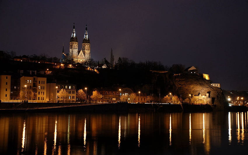 都市, 川, 夜, 建物, 反射, 都市の景観, 都市の景観, プラハ, チェコ共和国, チェコ共和国, 反射 高画質の壁紙