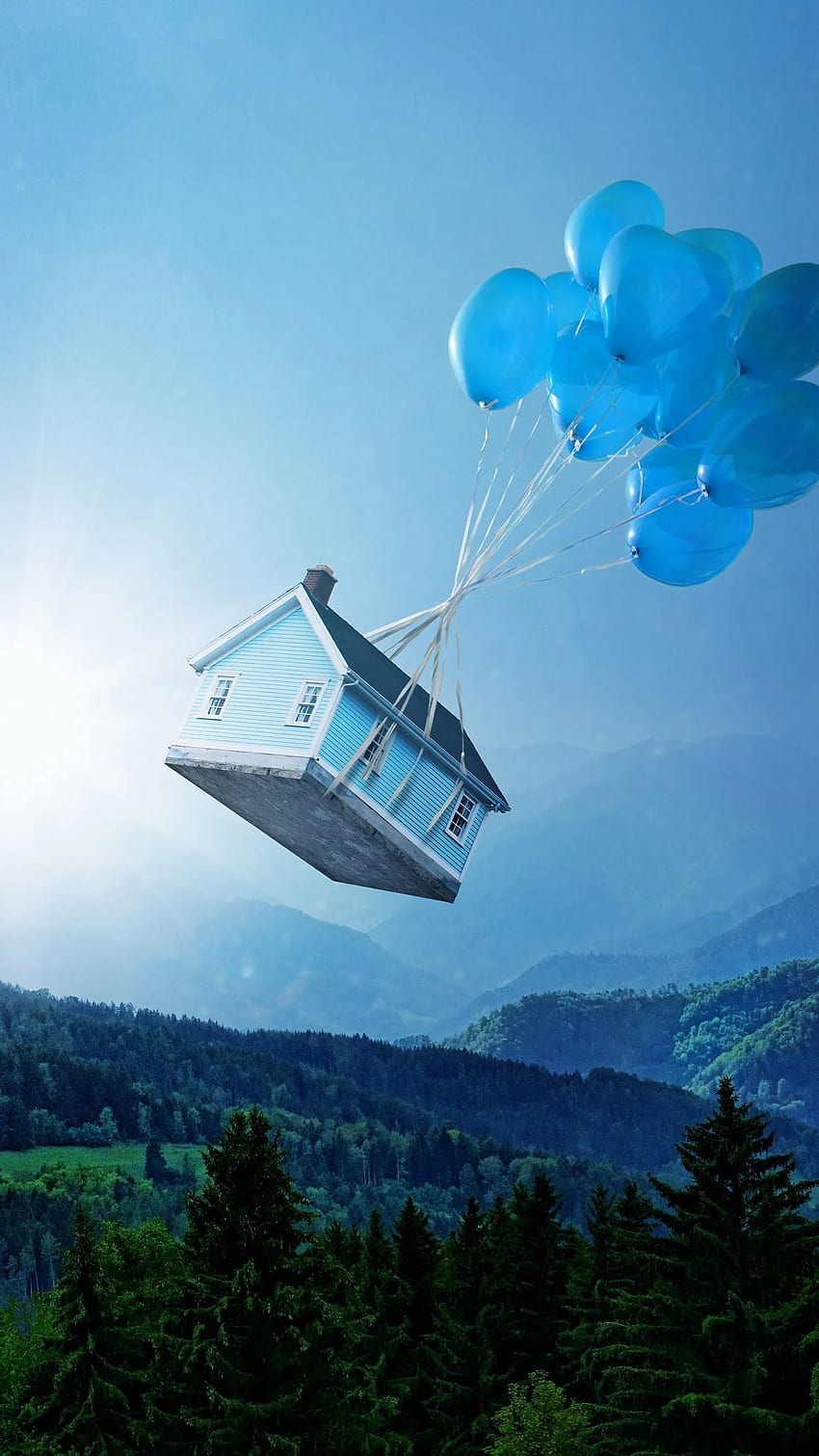 Flying house Landscape Dream HD phone wallpaper