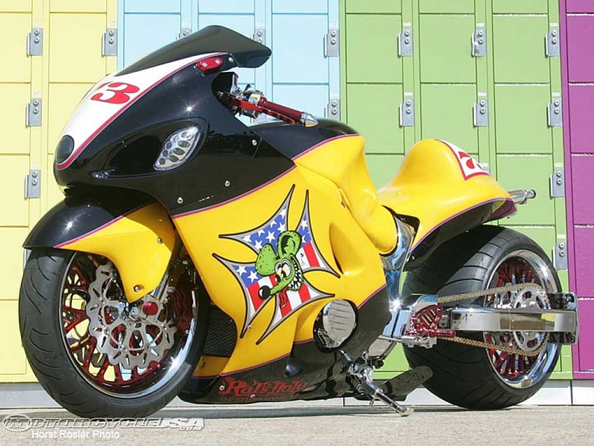 TRACK-RAT, bike, chopper, yellow HD wallpaper