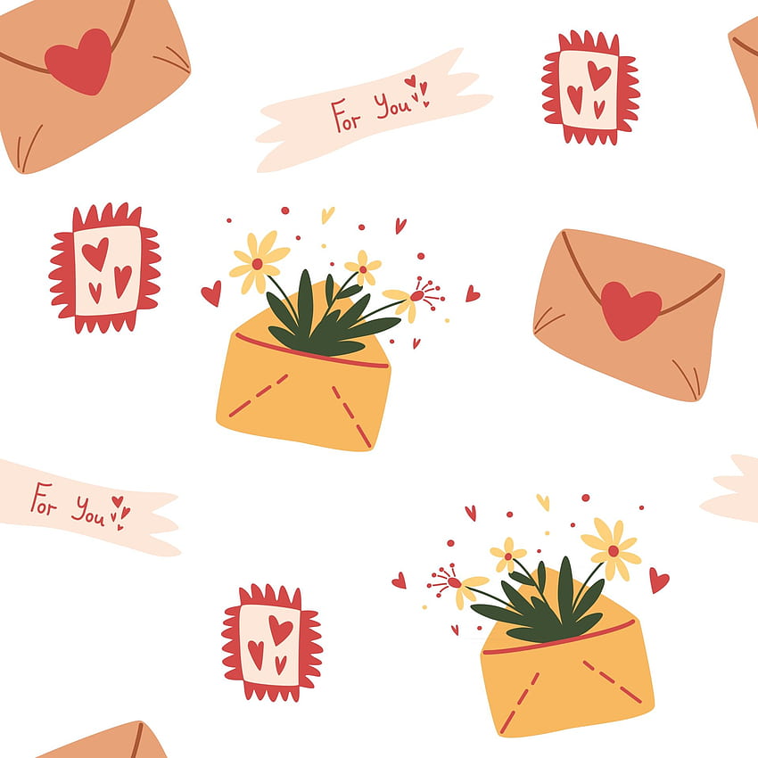 Seamless pattern with envelopes romantic message. Love post office. Background texture design for web, print and textile, . Valentine's day, love, mail. Vector cartoon illustration. 2752290 Vector Art at Vecteezy HD phone wallpaper
