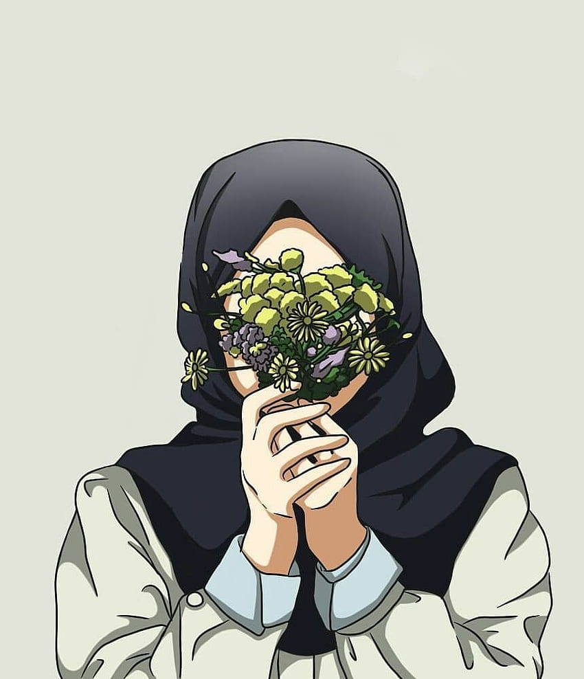 dibujos animados de niña hijab, hijab de anime fondo de pantalla del teléfono