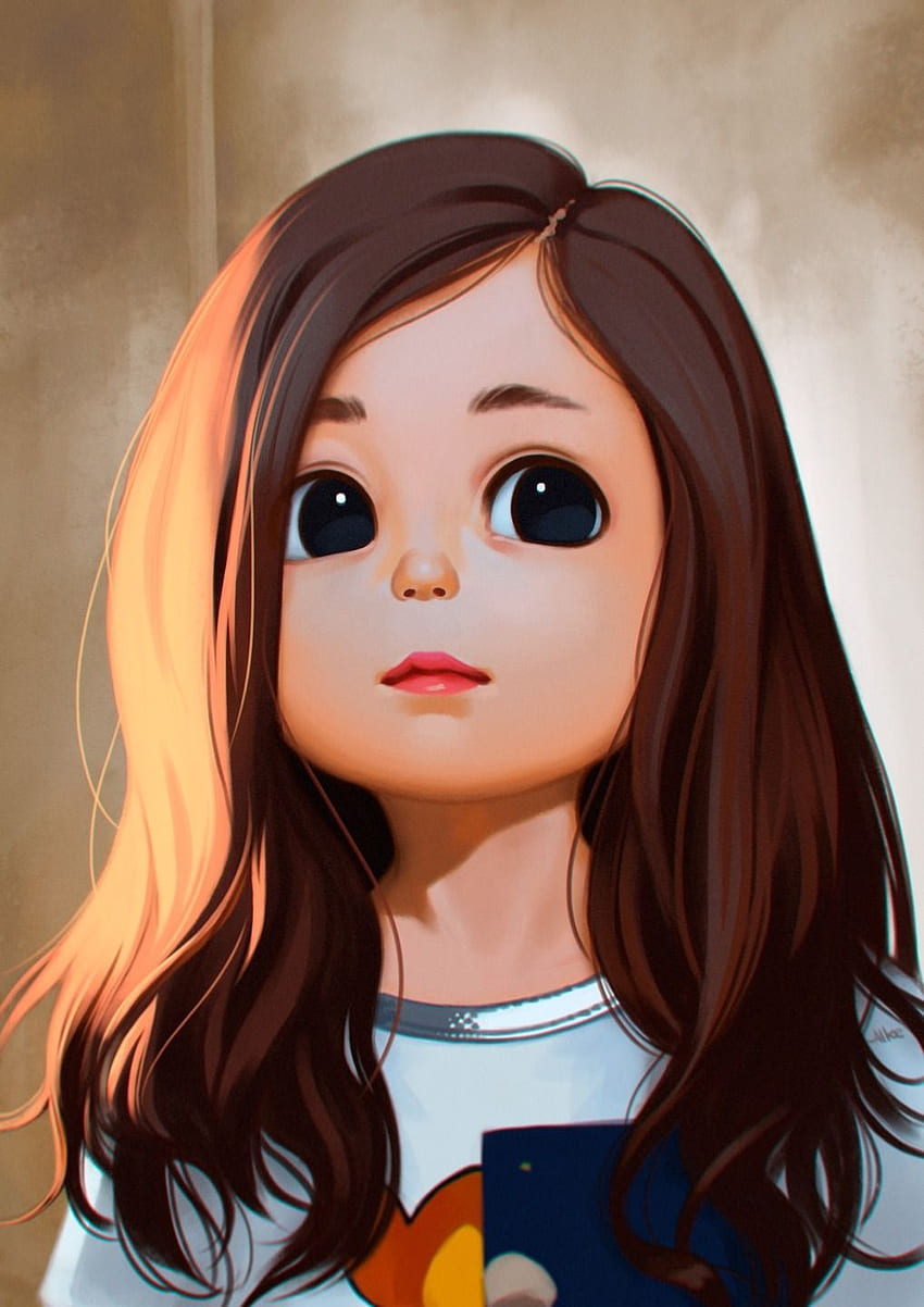 3D 캐릭터, 어린 소녀 만화 HD 전화 배경 화면