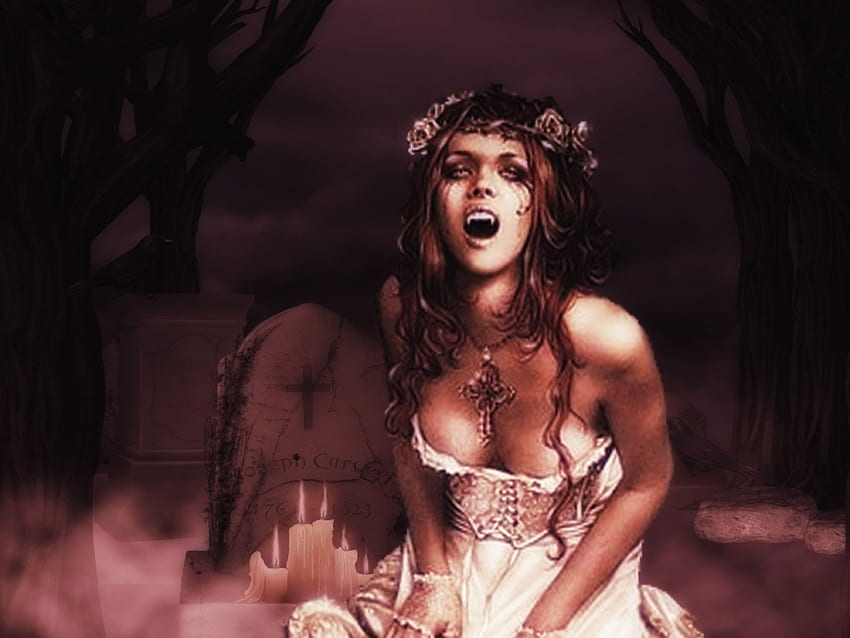 Midnight Vamp, gothic, girl, vampire, beauty HD wallpaper