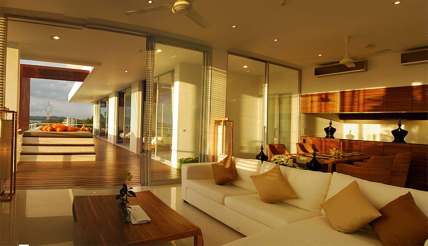 Villa, Interior, Miscellanea, Miscellaneous, House, Design, Style, Pool, Living Space, Residential Space, Terrace Wallpaper HD