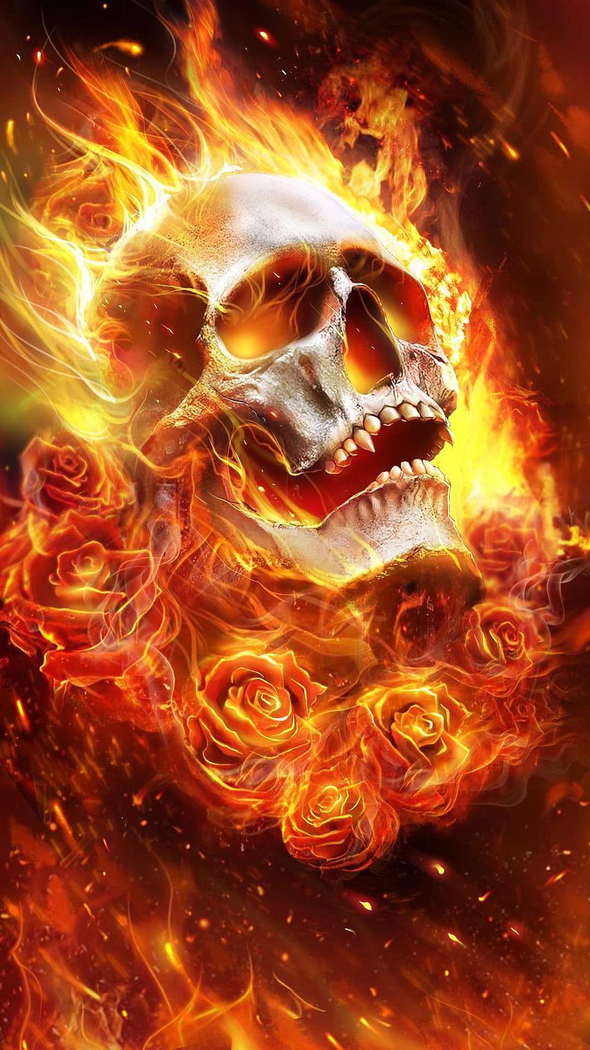 iPhone Fire Skull, Evil Fire HD phone wallpaper