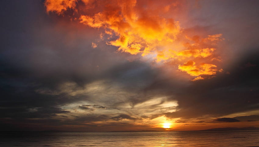matahari terbenam, kesenangan, awan, alam, lautan Wallpaper HD