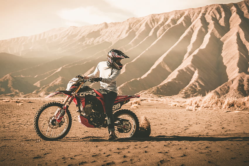 Off-Road, Mountains, Sand, Motorcycles, Motorcyclist, Helmet, Motorcycle, Impassability, Cross HD wallpaper