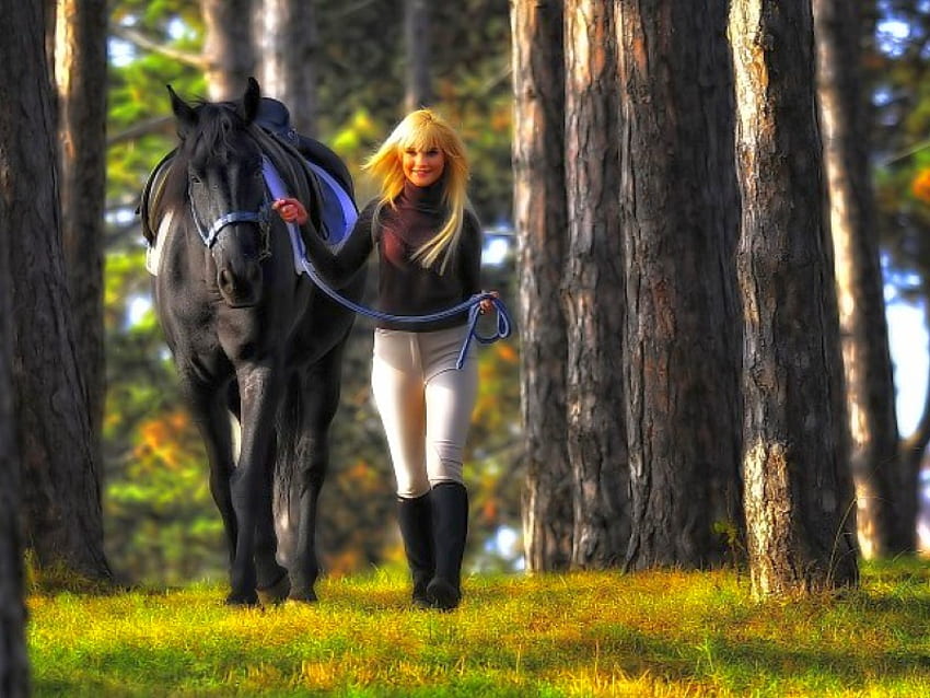 ม้าดำ ผู้หญิง เท่ห์ สวย วอลล์เปเปอร์ HD