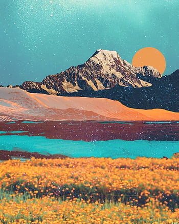 Psychedelic mountain sunrise, colorful, wild, mountains, sunrise HD ...