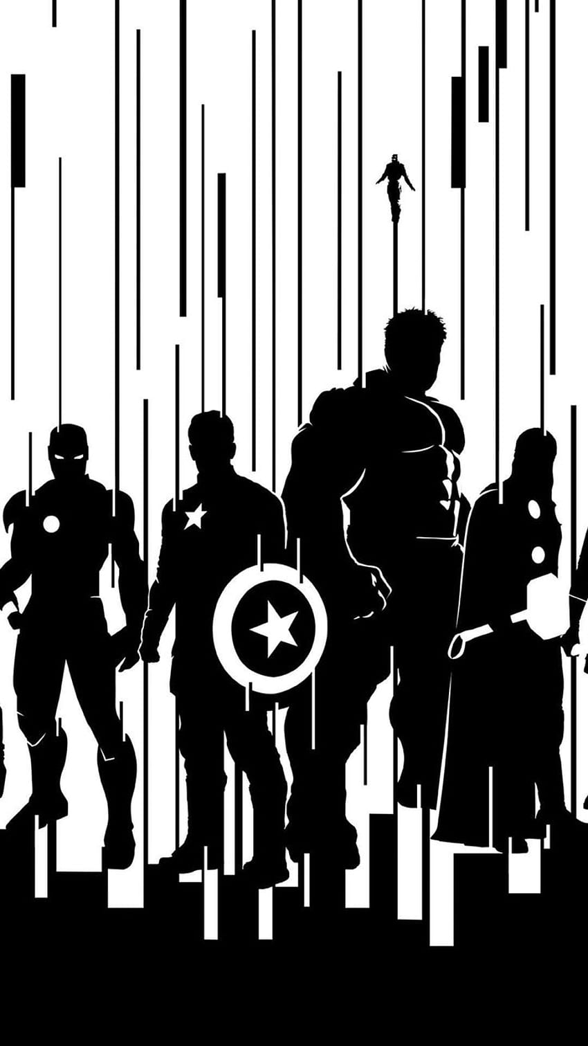 Marvel Avenger. Fond d'écran Avengers, Pochoir-Silhouette, Avengers, Hulk Black and White HD-Handy-Hintergrundbild