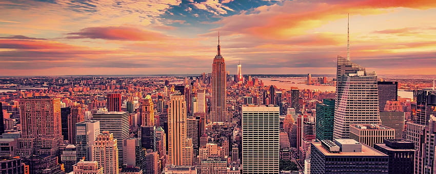 Empire State Building, Edifícios, Arranha-céus, Cidade de Nova York, Pôr do sol, , , , Plano de fundo, B5fc0b papel de parede HD