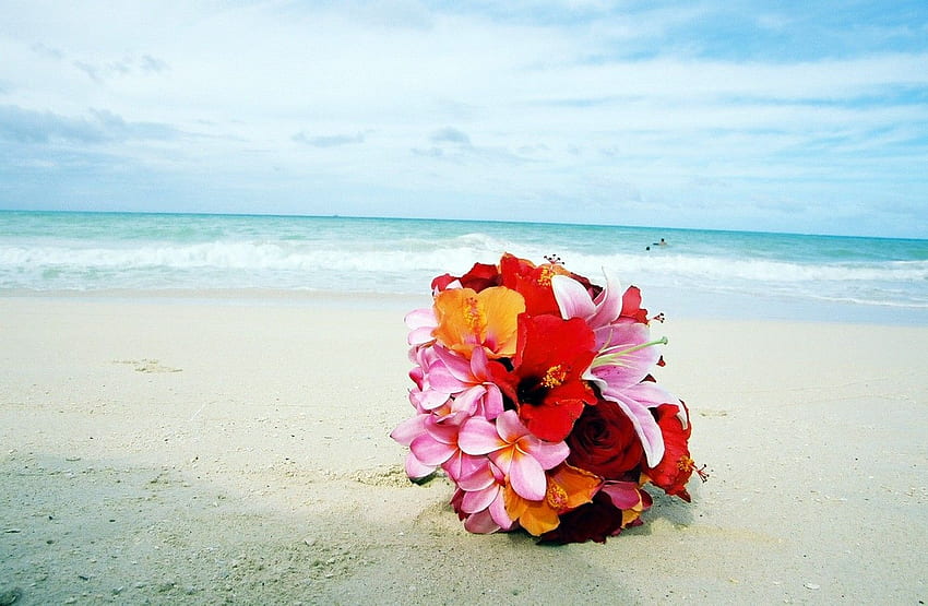 Beaches: Bouqet Tropics Beach Tropic Red Bouquet Pink Hawaii Beaches HD wallpaper