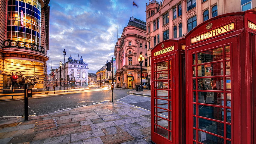 전화 태그 : London Bus City Telephone Street Red, England HD 월페이퍼