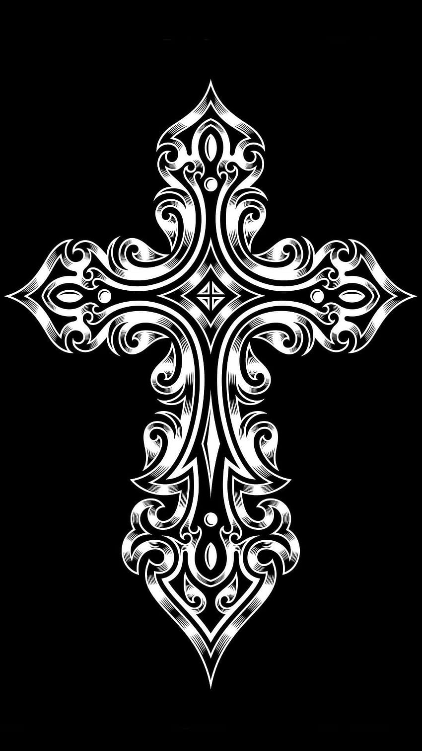 Black And White Gothic Cross , Black and White Tribal HD phone wallpaper