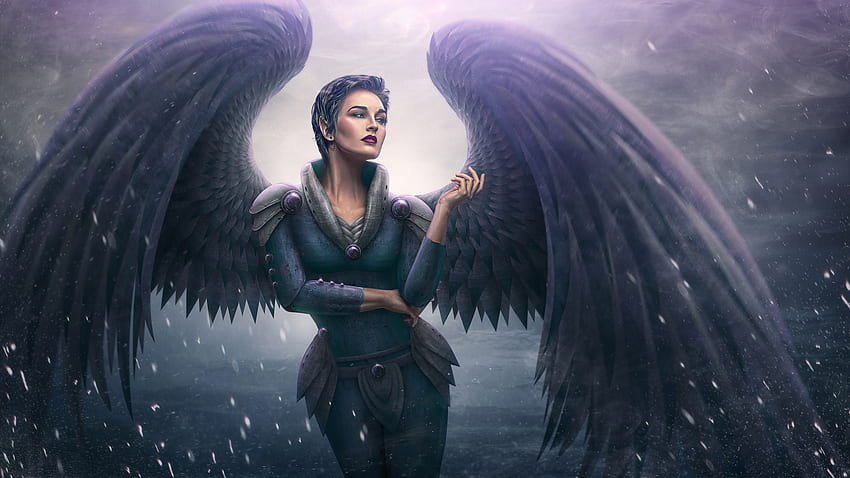 Angel Warrior Dark Wing - Gadis Fantasi Dengan Sayap -, Malaikat Gelap Wanita Wallpaper HD