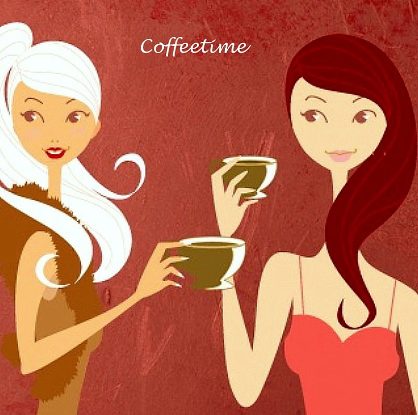 Coffeetime, coffee time, abstract, 3d, women, woman HD wallpaper
