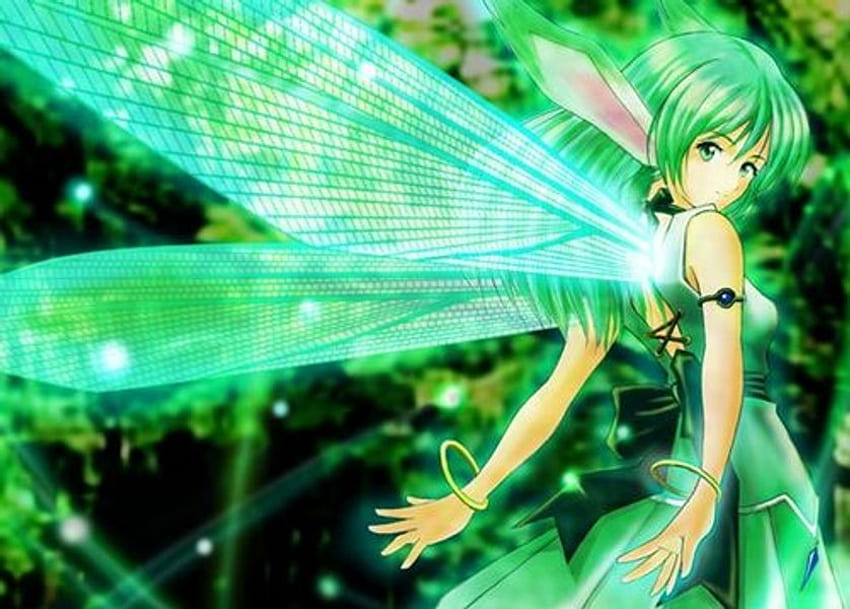 My Green Nature Fairy, fairy, anime, green, cute, elf HD wallpaper