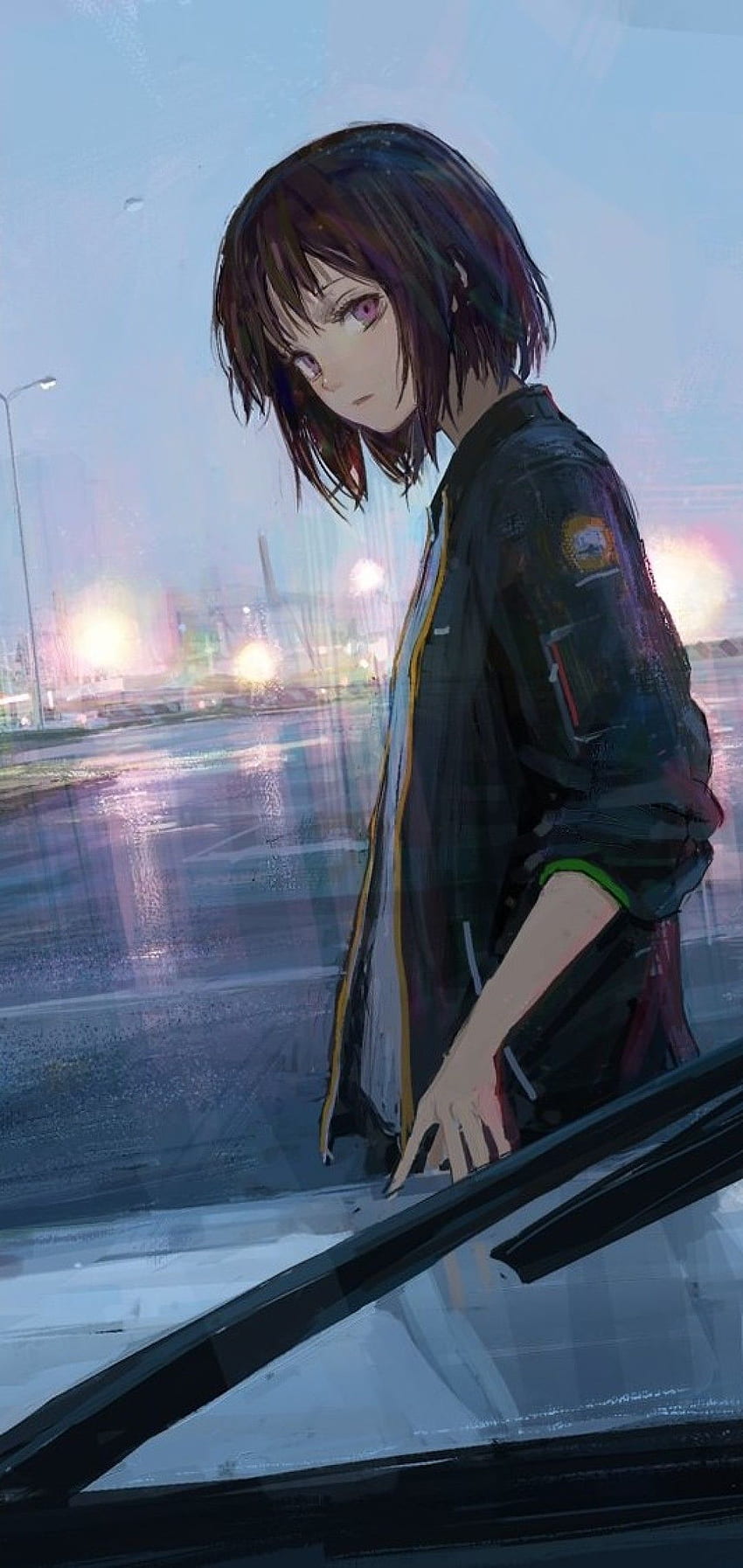 Mobile wallpaper Anime City Girl Bubble Black Hair Short Hair  1400389 download the picture for free