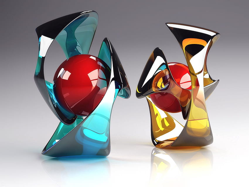 3D, vetro, palla, colorato, colorato, forme, forma Sfondo HD
