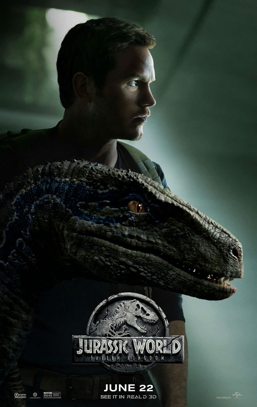 ジュラシック・ワールド 2 – クリス・プラット アパレス ao lado da velociraptor, Velociraptor Blue HD電話の壁紙