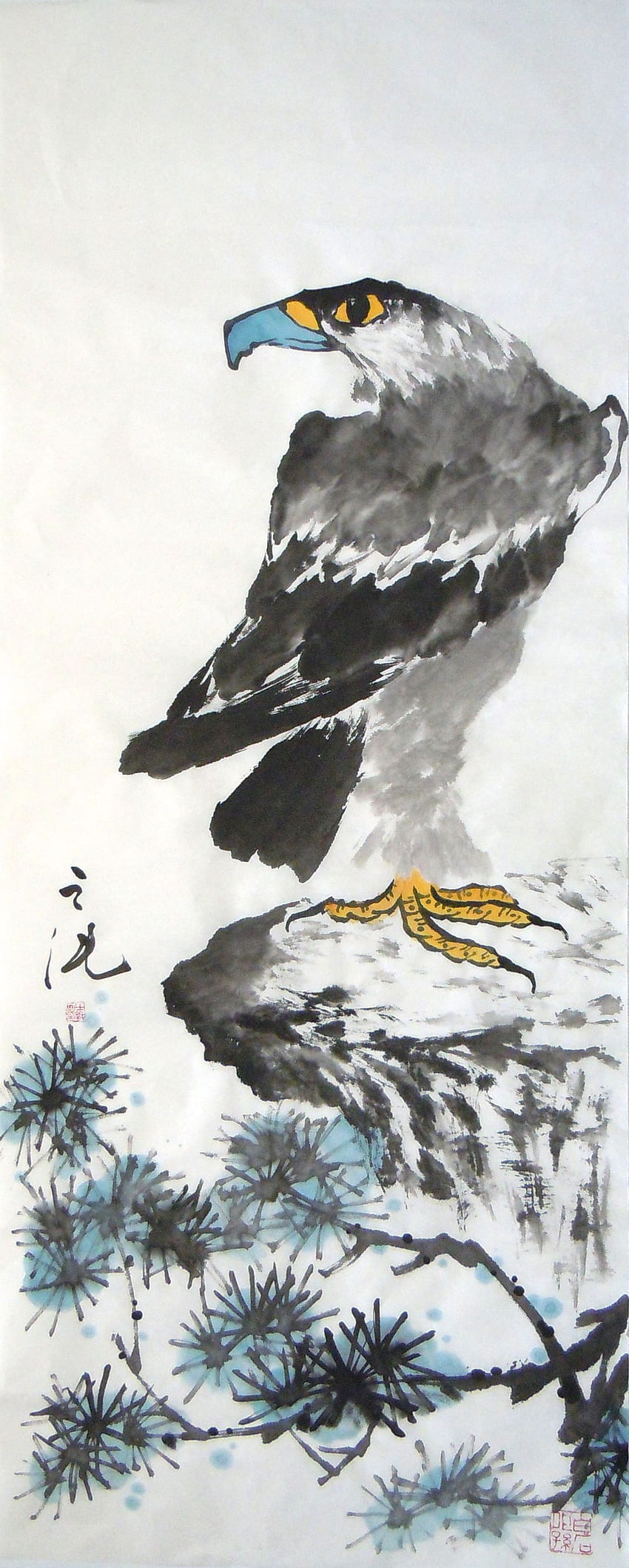 A Standing Eagle at the Top of the Mountain./ 高山雄鹰. Painting, Japanese Eagle Art HD phone wallpaper