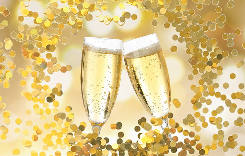 Verres à champagne, nouvel an, célébration, résumé Fond d'écran HD