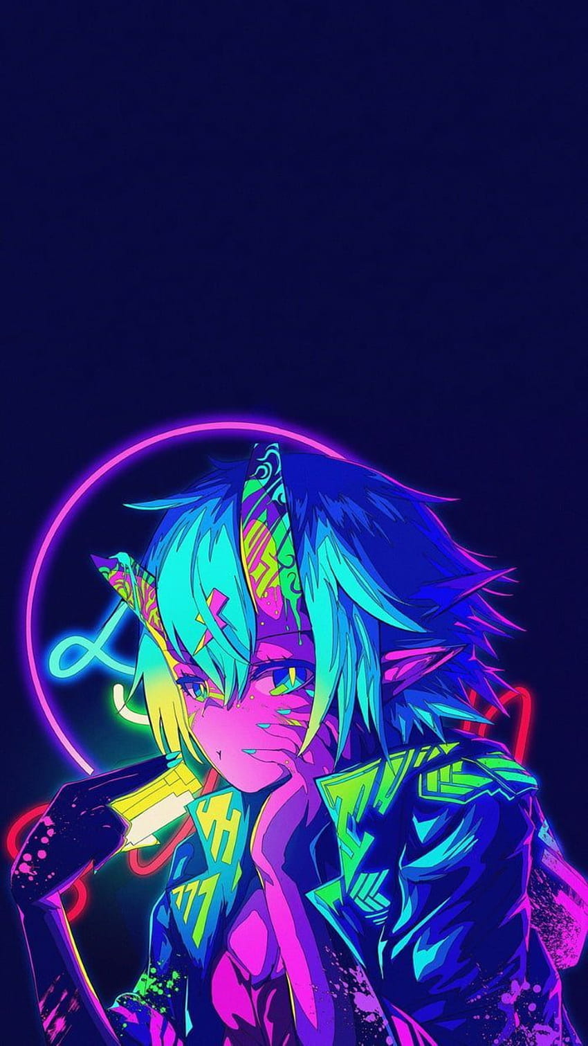 Lexica  Anime black cat neon gold  cyberpunk digital art vibrant sad