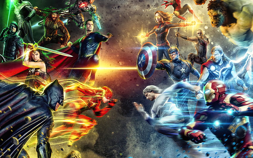 DC Vs Marvel Kahramanları Çözünürlük , , Arka Plan ve , Marvel ve DC Çizgi Romanları HD duvar kağıdı