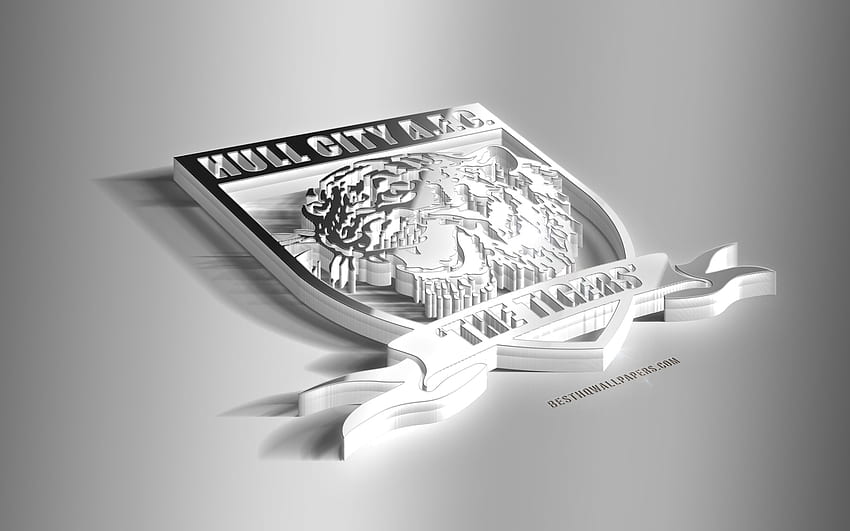Hull City AFC, 3D steel logo, English football HD wallpaper