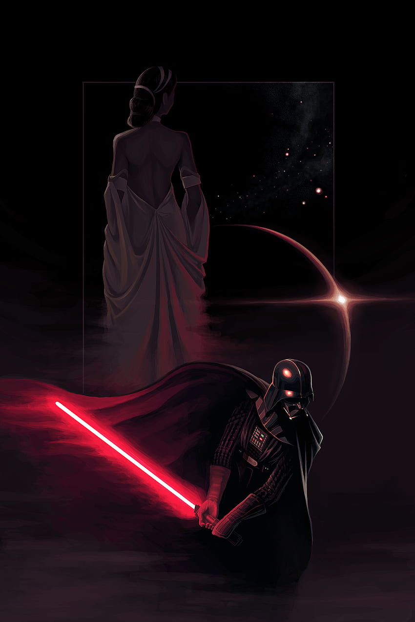 Darth Vader y la reina Jedi, Padmé Amidala fondo de pantalla del teléfono