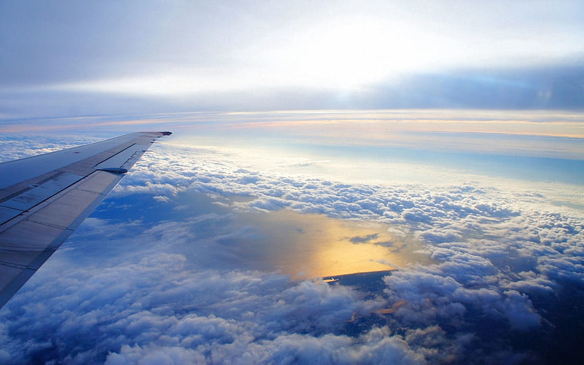 Natura, niebo, chmury, lot, wysokość, skrzydło, samolot, samolot, unoszenie się, gotowanie na parze Tapeta HD