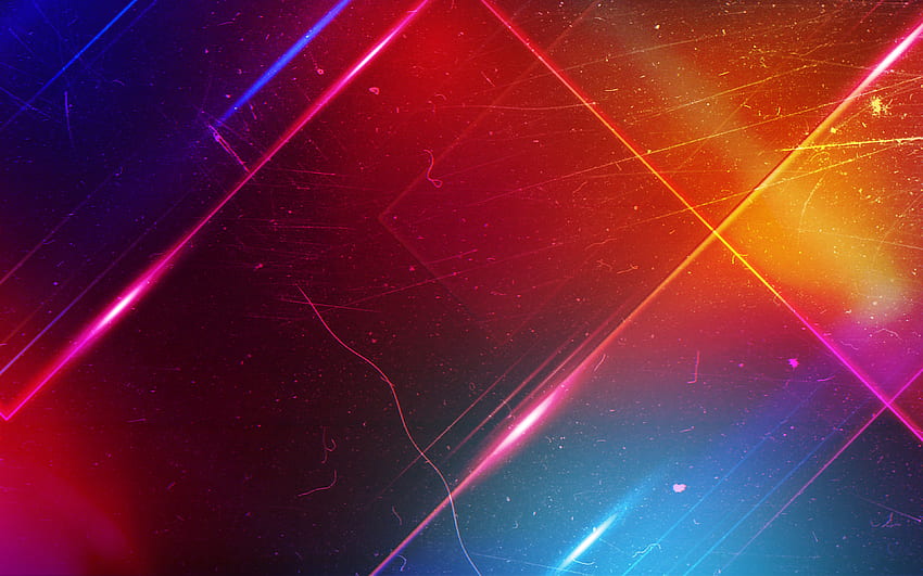 colorful neon rays, , space, galaxy, artwork, abstract space, creative, geometric shapes, abstract backgrounds HD wallpaper