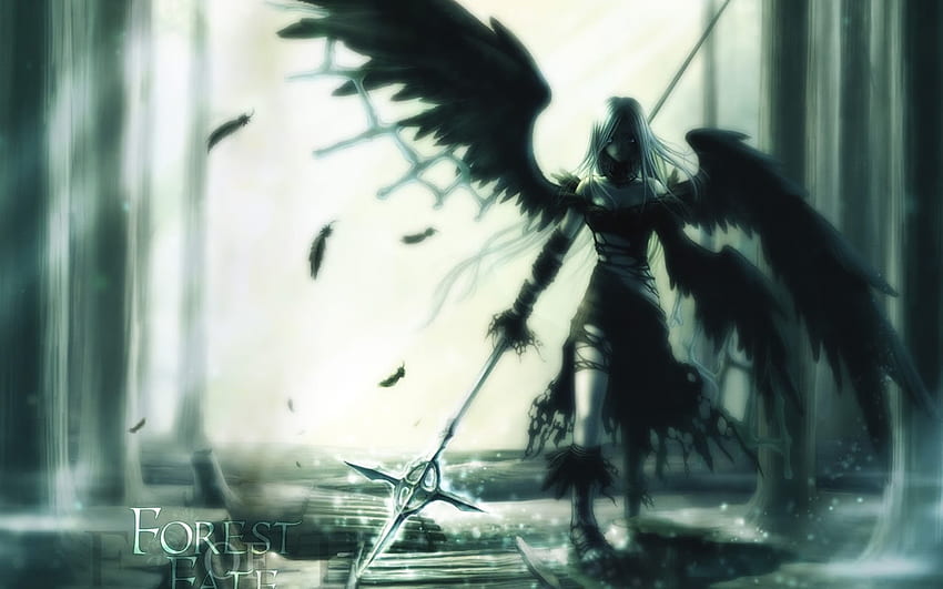 Anjo Guerreiro, asas, fantasia, arma, anjo, cgi, lança, escuro, guerreiro papel de parede HD