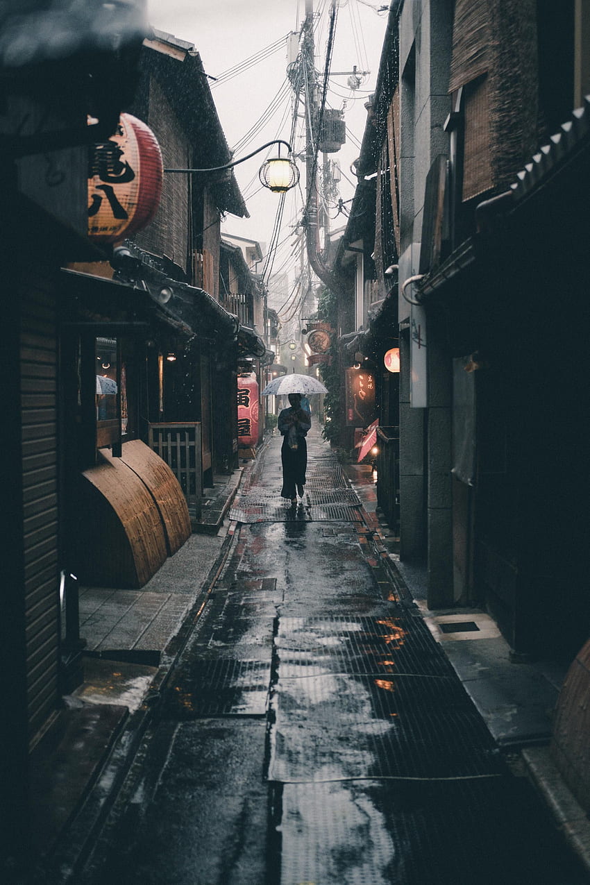 ITAP on a rainy day in Kyoto HD phone wallpaper