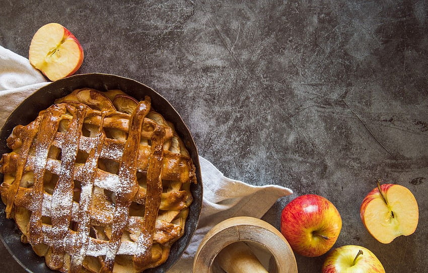 autumn, apples, pie, cakes, flour, Apple pie HD wallpaper