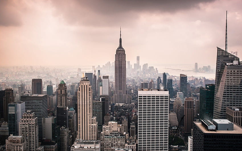 new york USA city towers skyline vintage HD wallpaper