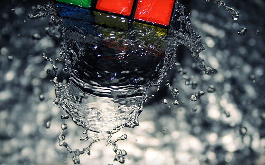 Water, Drops, Macro, Cube HD wallpaper