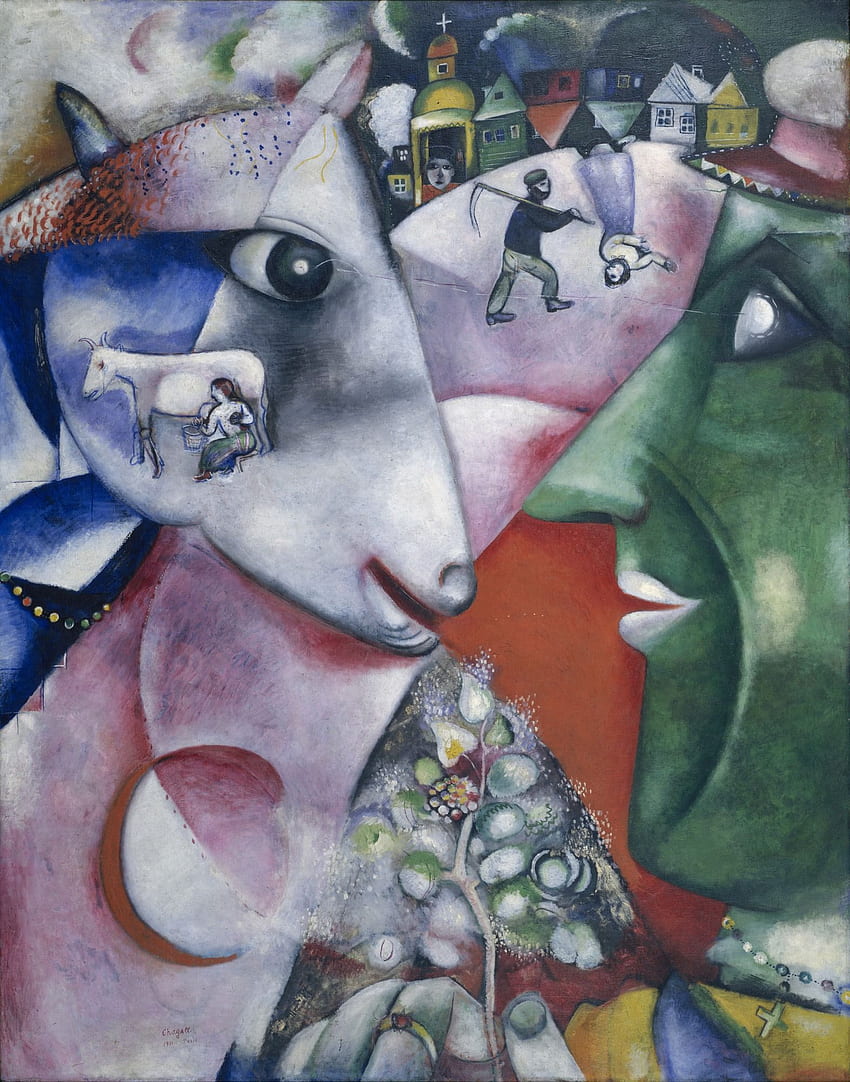 Marc Chagall. Yo y el Pueblo. 1911 fondo de pantalla del teléfono