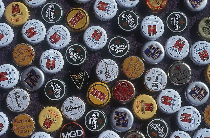 Beer Bottle Caps, bottles, beer, bottle caps, caps HD wallpaper