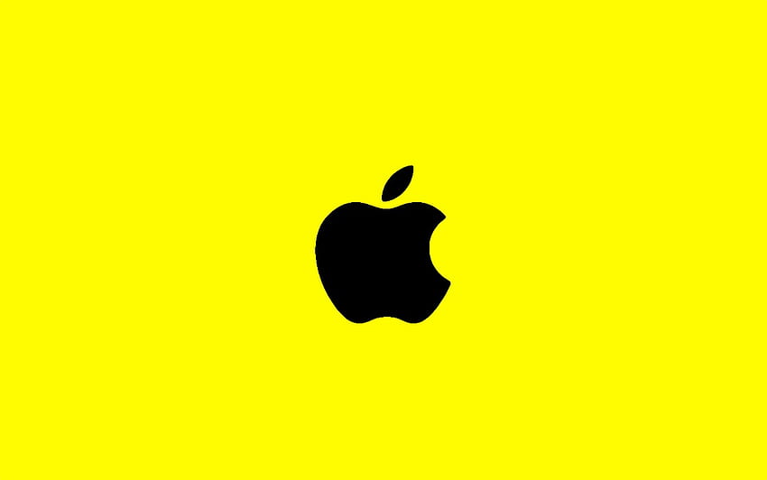 Incrível fundo amarelo Apple Mac e logotipo preto Apple Mac papel de parede HD