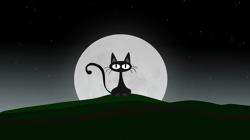 Full Moon Kitty, Halloween, Cat, Moon, Art HD wallpaper | Pxfuel