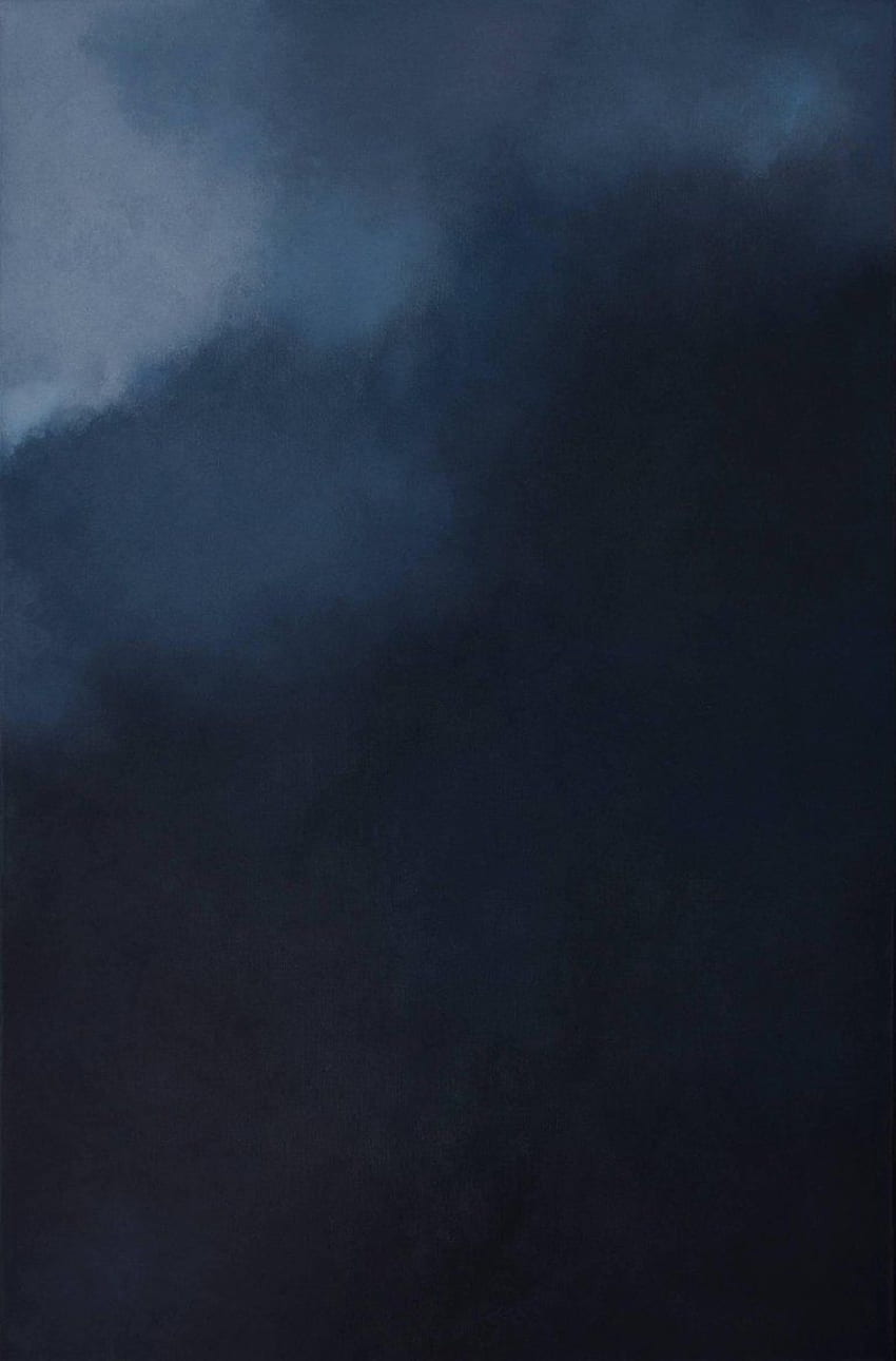 Kc Paillard Abstract Painting - Silence Dark Blue Grey Abstract Softcolored Pastel On Canvas 201. ダークブルー, 青の美的パステル, ダークブルーの背景 HD電話の壁紙