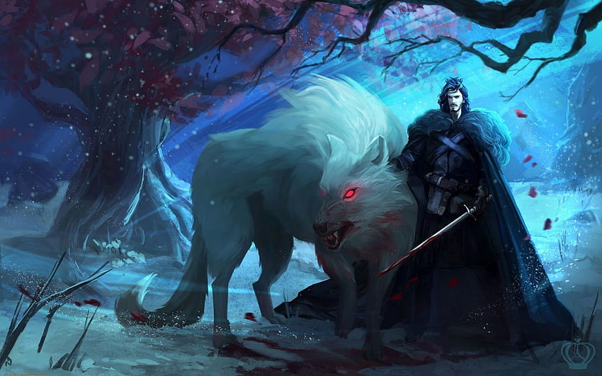 Game Of Thrones, Wolf, Direwolves, Direwolf, Concept Art, Sword, Fantasy Art, Artwork, Jon Snow, A Song Of Ice And Fire, Ghost / and Mobile Background HD wallpaper