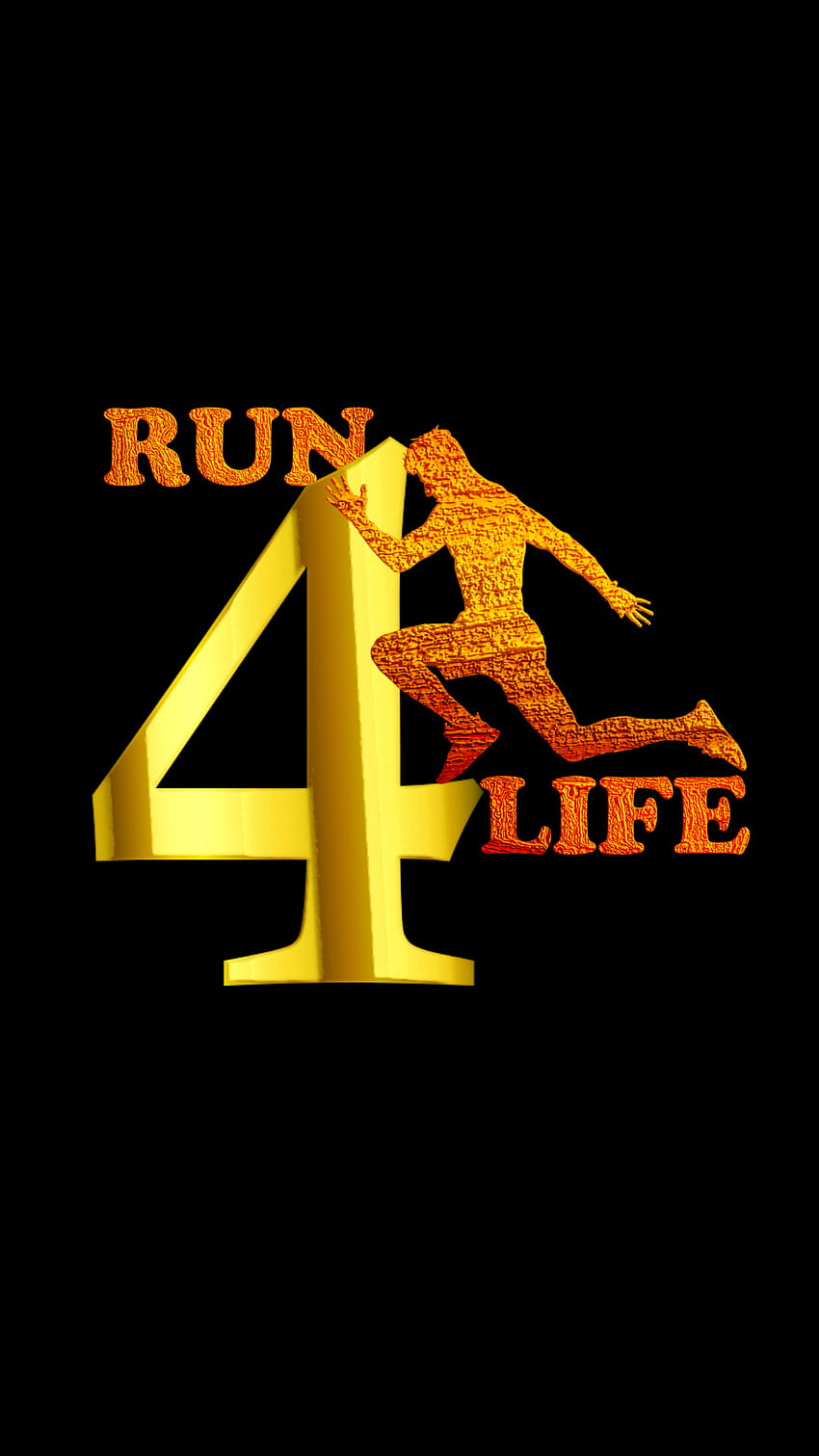 Run for Life、ゴールド、ランニング、スポーツ、ワークアウト、スリーブ、ゴールデン、サイン、ロゴ、ジム HD電話の壁紙