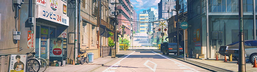 Anime Street Dual Screen - Day & Night Versions, Days Anime HD wallpaper