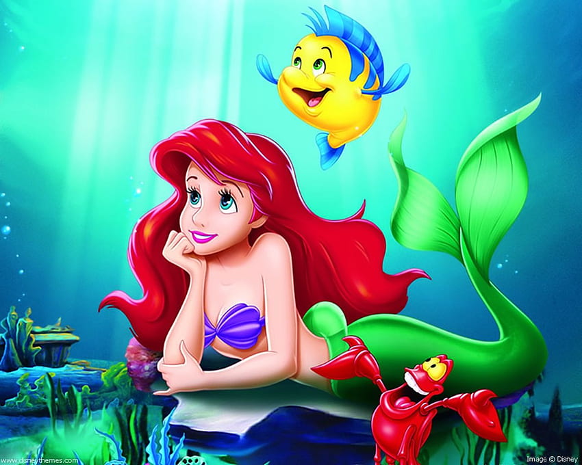 Walt ディズニー - プリンセス アリエル、フランダー & セバスチャン - The Little Mermaid 高画質の壁紙