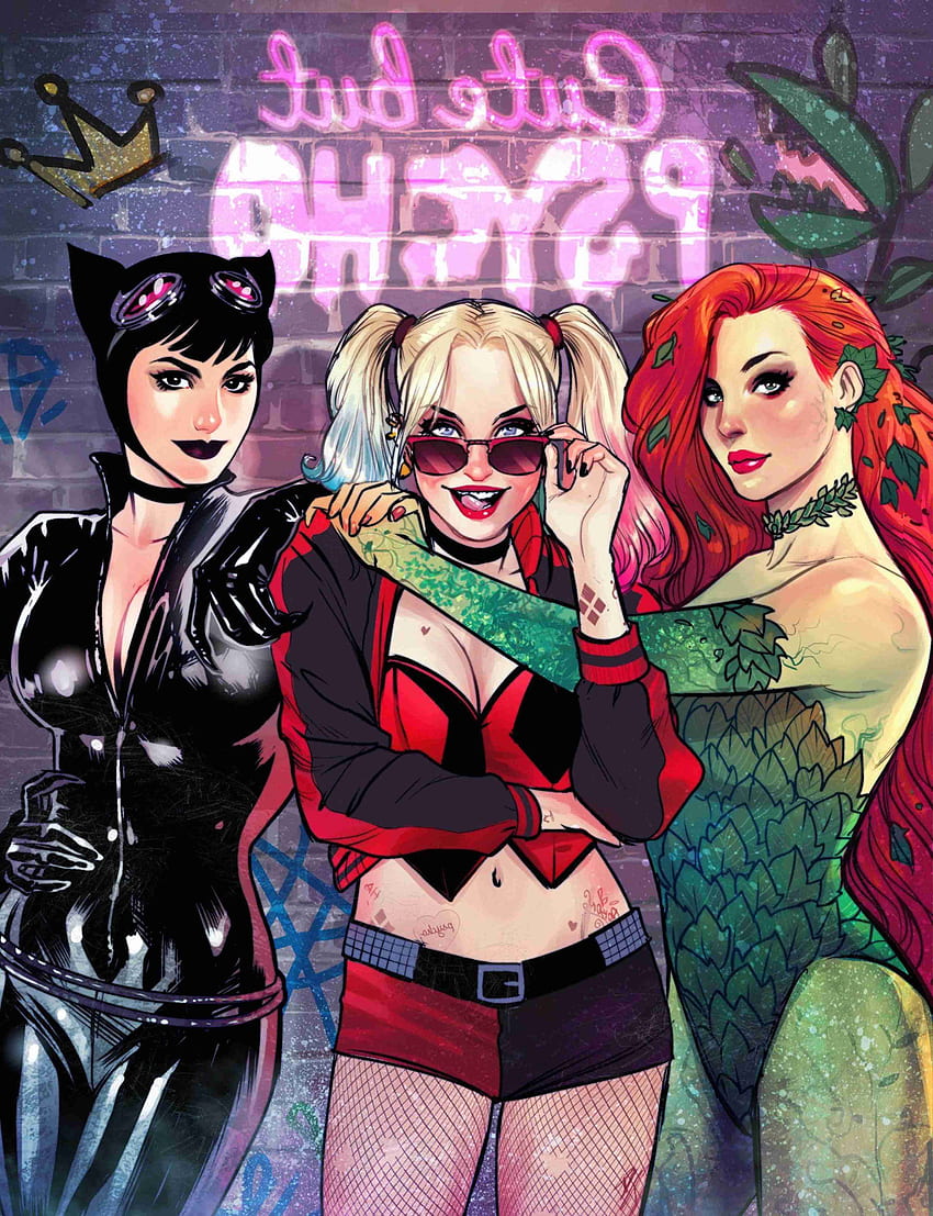 Harley Quinn Catwoman ve Poison Ivy, Gotham Şehri Sirenleri HD telefon duvar kağıdı