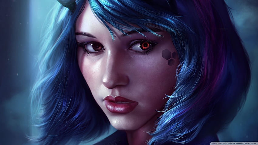 16 - Anime Realistic Girl Blue Hair HD wallpaper | Pxfuel